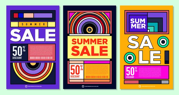 Yaz Satışı Destekleyici Sancak Tasarımı için Vektör Renkli Soyut Retro Renkli Geometrik Arkaplan