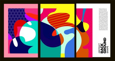 Yaz afişi tasarımı için vektör renkli geometrik ve akışkan soyut arkaplan