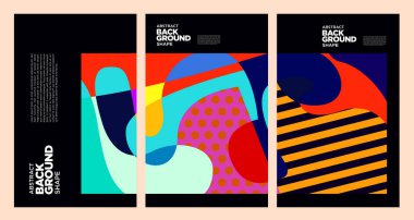 Yaz afişi tasarımı için vektör renkli geometrik ve akışkan soyut arkaplan