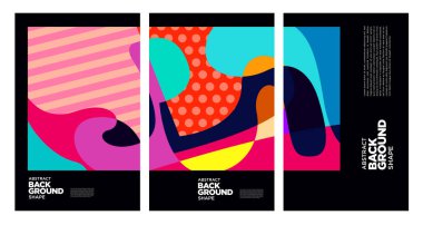 Yaz afişi tasarımı için vektör renkli geometrik ve akışkan soyut arkaplan