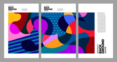 Yaz afişi tasarımı için vektör renkli geometrik ve akışkan soyut arkaplan