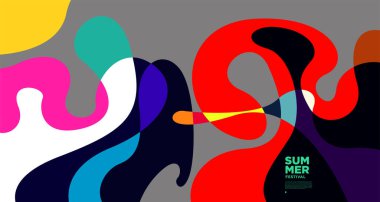 Yaz afişi tasarımı için vektör renkli sıvı soyut arkaplan