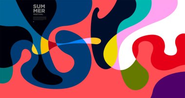 Yaz afişi tasarımı için vektör renkli sıvı soyut arkaplan