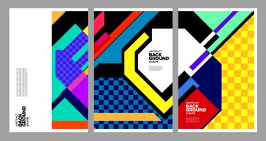 Yaz afişi tasarımı için vektör renkli geometrik soyut arkaplan