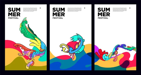 Vektor Bunte Flüssige Abstrakte Hintergrund Für Sommer Banner Design — Stockvektor