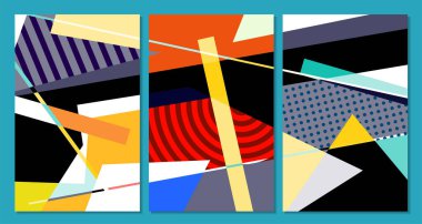 Yaz afişi tasarımı için vektör renkli geometrik soyut arkaplan