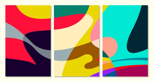 夏季横幅设计的矢量彩色抽象流体和曲线背景 — 图库矢量图片