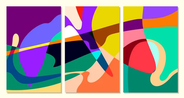 夏季横幅设计的矢量彩色抽象流体和曲线背景 — 图库矢量图片
