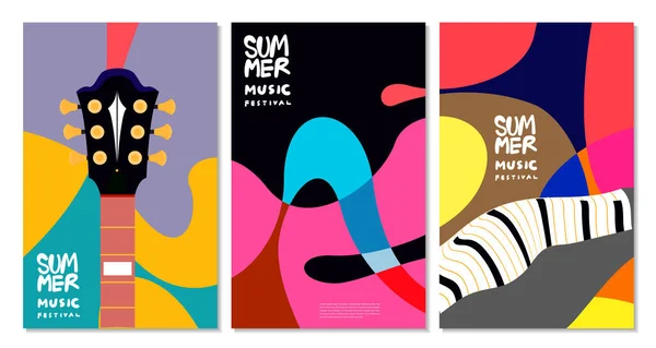 矢量插图五彩缤纷的夏季音乐节横幅设计 — 图库矢量图片