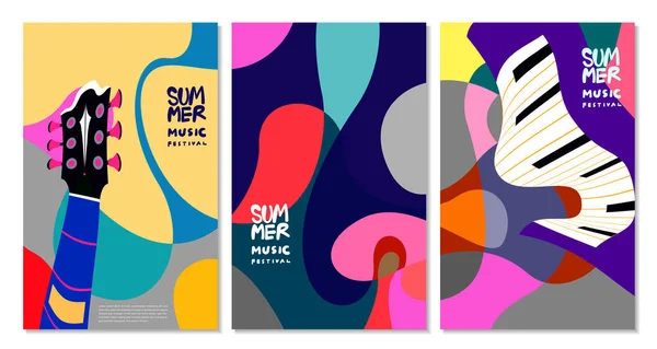 ベクターイラストカラフルな夏の音楽祭バナーデザイン — ストックベクタ