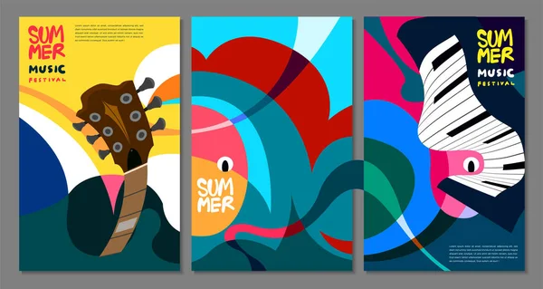 Vektor Illustration Bunt Sommer Musik Festival Banner Design — Stockvektor