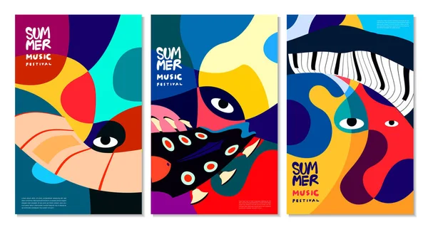 ベクターイラストカラフルな夏の音楽祭バナーデザイン — ストックベクタ