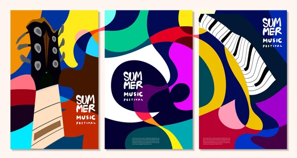 Vektor Illustration Färgglada Sommar Musik Festival Banner Design — Stock vektor