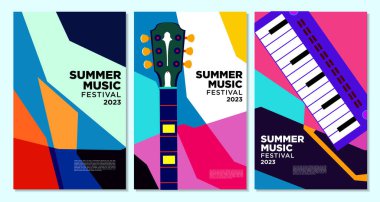 Vektör illüstrasyon rengarenk yaz müzik festivali afişi tasarımı