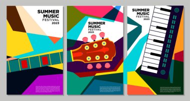 Vektör illüstrasyonu rengarenk yaz müzik festivali afiş tasarım şablonu