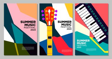 Vektör illüstrasyonu rengarenk yaz müzik festivali afiş tasarım şablonu