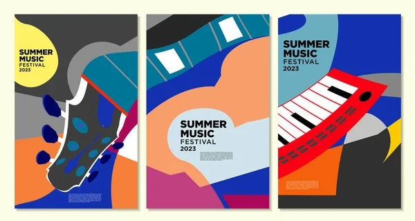 Vektorové Ilustrace Pestré Letní Hudební Festival Banner Design — Stockový vektor