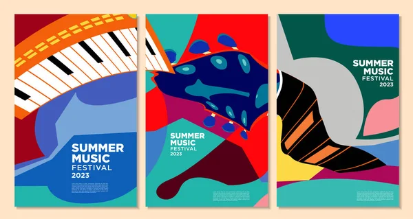Illustration Vectorielle Design Bannière Festival Musique Été Coloré — Image vectorielle
