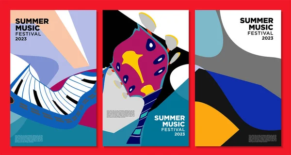 Векторная Иллюстрация Красочный Дизайн Баннеров Летнего Музыкального Фестиваля — стоковый вектор