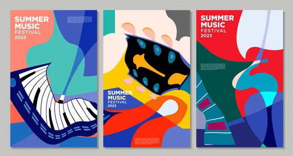 Vector Illustratie Kleurrijke Zomer Muziek Festival Banner Ontwerp — Stockvector