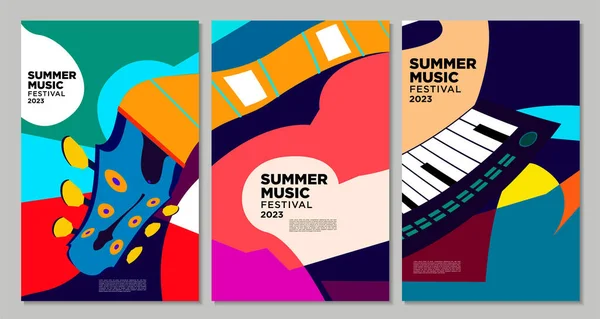 矢量插图五彩缤纷的夏季音乐节横幅设计模板 — 图库矢量图片