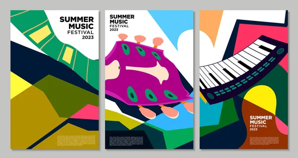 Vektor Illustration Färgglada Sommar Musik Festival Banner Design Mall — Stock vektor