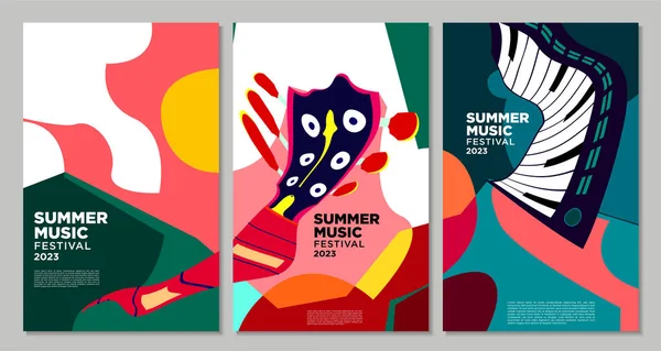 Vektor Illustration Bunt Sommer Musik Festival Banner Design Vorlage — Stockvektor