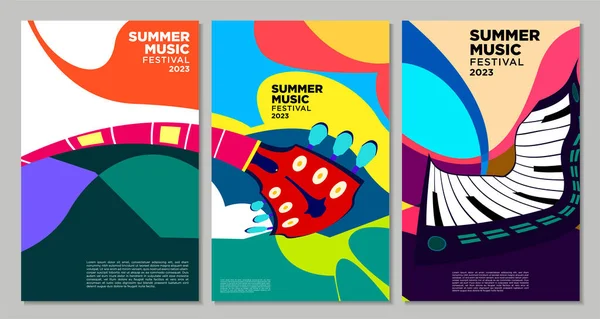 Vektor Illustration Bunt Sommer Musik Festival Banner Design Vorlage — Stockvektor