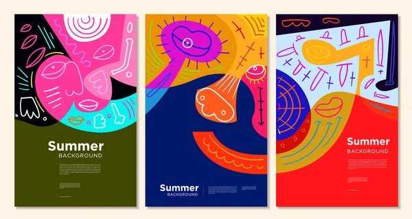 Colorful Abstract Ethnic Pattern Illustration Summer Holiday Banner Poster Design — Stock Vector