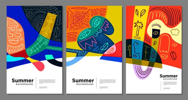 Bunte Abstrakte Ethnische Musterillustration Für Sommerferienbanner Und Plakatgestaltung — Stockvektor