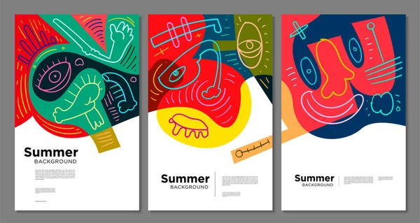 夏休みのバナーやポスターデザインのためのカラフルな抽象的な民族パターンイラスト — ストックベクタ