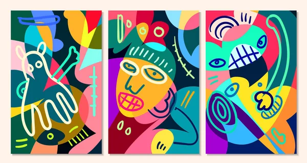 Wektor Kolorowe Abstrakcyjne Pop Art Twarz Maska Tło Projektowania Latem — Wektor stockowy