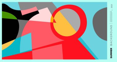 Yaz konsepti, vektör illüstrasyonu için soyut renkli geometrik arkaplan