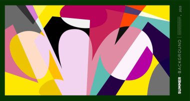 Yaz 2023 tasarım şablonu için vektör soyut renkli dinamik geometrik model arkaplan çizimi