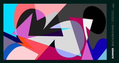 Yaz 2023 tasarım şablonu için vektör soyut renkli dinamik geometrik model arkaplan çizimi