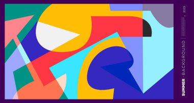 Yaz 2023 tasarım şablonu için vektör soyut renkli dinamik geometrik model arkaplan çizimi