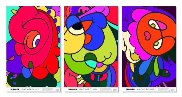 Vector Colorful Abstract Liquid Fluid Doodles Art Background Summer Design — Stock Vector