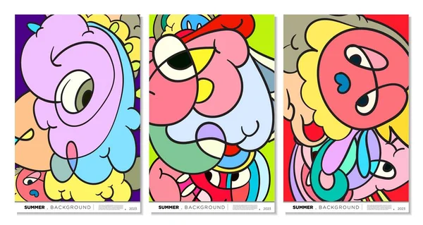 Vector Colorful Abstract Liquid Fluid Doodles Art Background Summer Design — Stock Vector