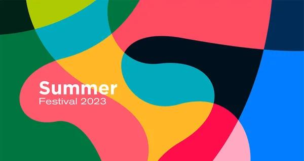 Vector Kleurrijke Abstracte Vloeibare Achtergrond Voor Summer Festival 2023 Ontwerp — Stockvector