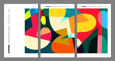 Yaz Festivali tasarımı için Vektör Renkli Soyut Geometrik ve Sıvı Arkaplan