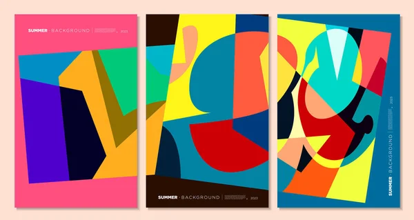 夏季节庆设计中的矢量彩色几何和液体背景 — 图库矢量图片