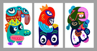 Yaz tatili afişi ve poster tasarımı için renkli soyut etnik model çizimi