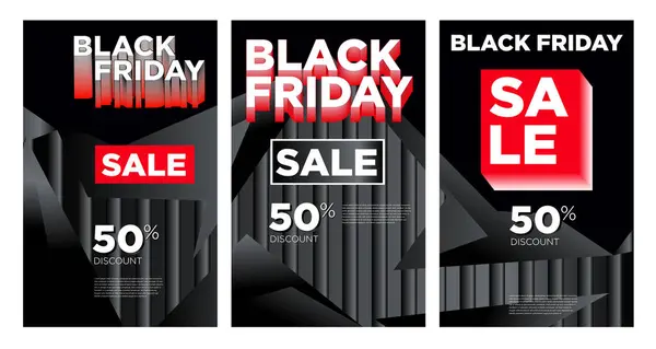 Black Friday Banner Poster Sale Discount Black Abstract Background Design — Stock Vector
