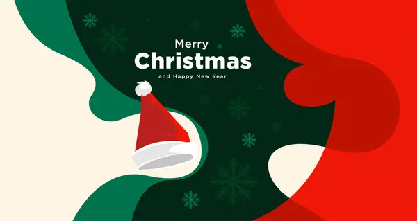 Buon Natale Carta Banner Vettoriale Illustrazione Rosso Bianco Verde Colori — Vettoriale Stock
