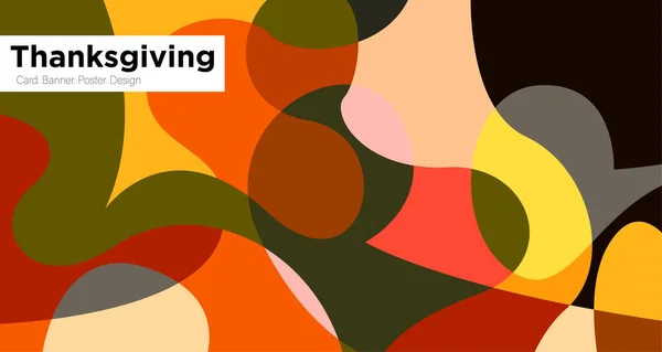 Díkůvzdání Podzimní Přání Banner Pozadí Design Šablony Oranžových Barvách Ilustrace — Stockový vektor