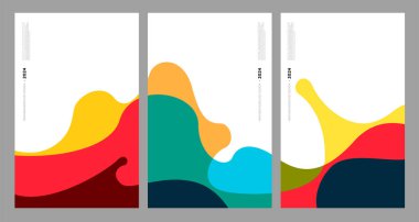 Sancak şablonu 2024 için vektör çizimi renkli sıvı ve sıvı soyut