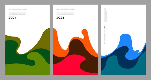 Illustrazione Vettoriale Colorato Liquido Fluido Astratto Banner Modello 2024 Design — Vettoriale Stock