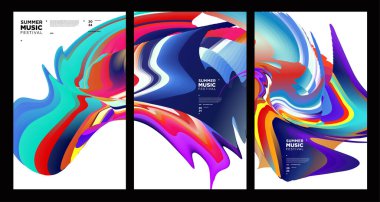 Renkli Soyut Akışkan Elektronik Yaz Müzik Festivali Vektör Sancak Tasarımı