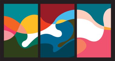 Sancak şablonu tasarımı için renkli sıvı ve sıvının vektör çizimi