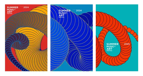 2024年夏季艺术节设计的矢量彩色抽象流体力学背景 图库插图